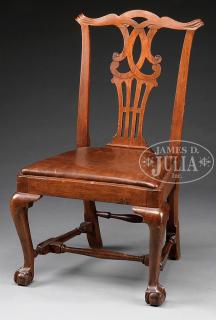 Appraisal: CHIPPENDALE CARVED MAHOGANY BALL AND CLAWFOOT SIDE CHAIR Last rd