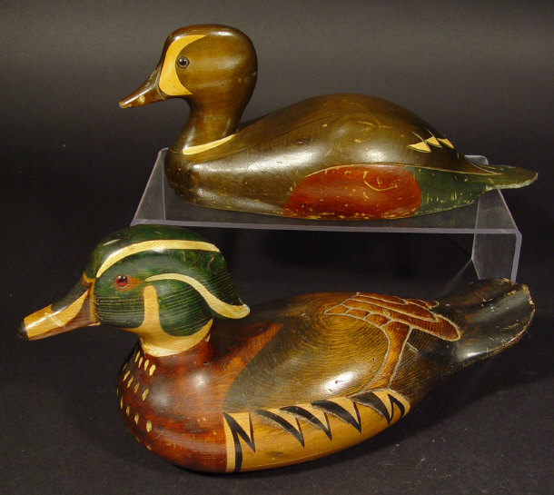 Appraisal: Carved wooden decoy duck inscribed ' Tom Taber' to the