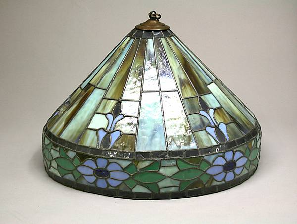 Appraisal: An Arts amp Crafts style leaded slag and opaque glass