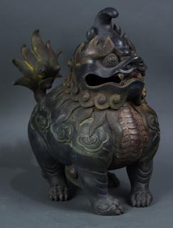 Appraisal: Chinese Bronze Zoomorphic Censer Chinese large zoomorphic bronze censer the