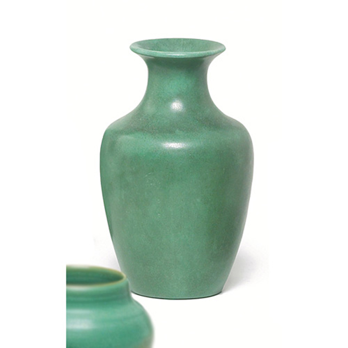 Appraisal: Teco vase shouldered form covered with a good multi-toned green