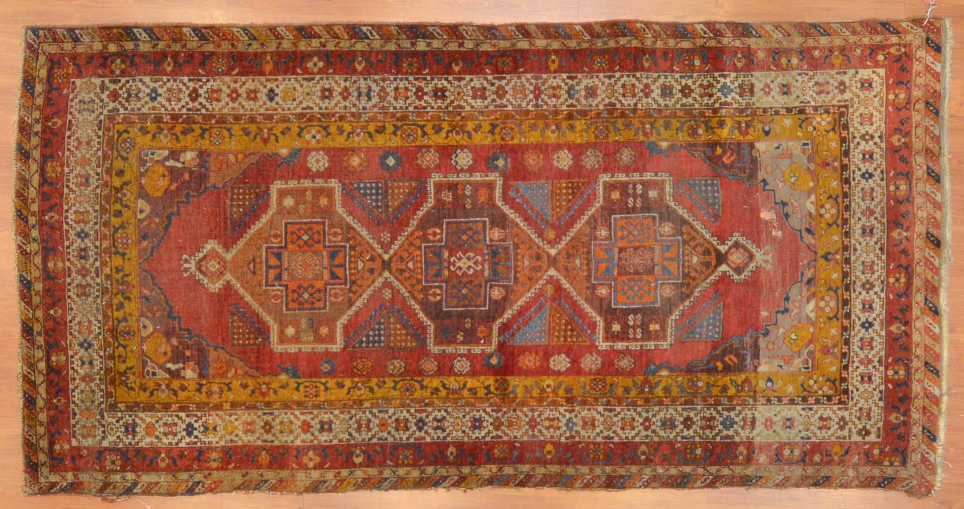 Appraisal: Antique Turkish tribal rug approx x Turkey circa Condition Some