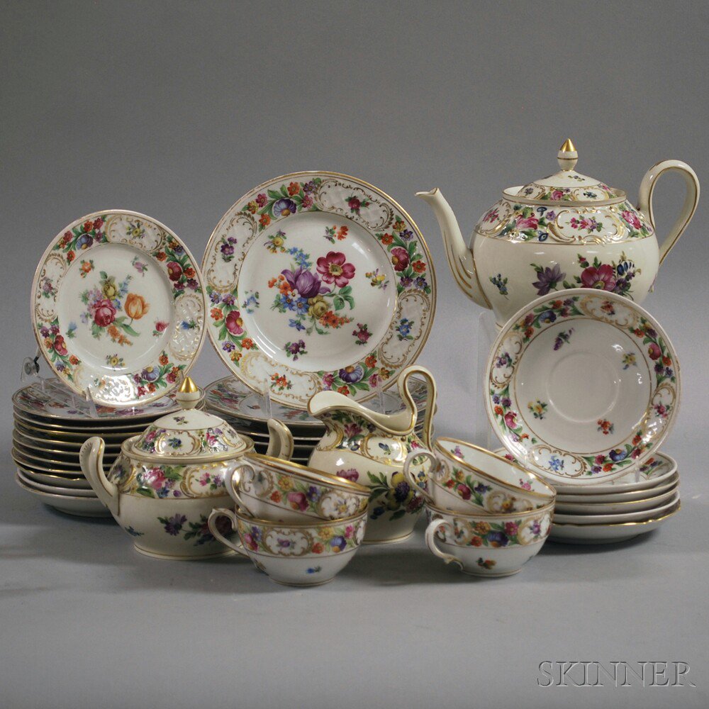 Appraisal: Thirty-one-piece Schumann Porcelain Partial Tea Service th century with floral