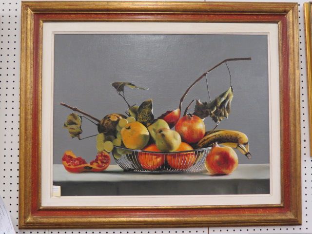 Appraisal: Italian Oil Painting Still life with fruit image area x