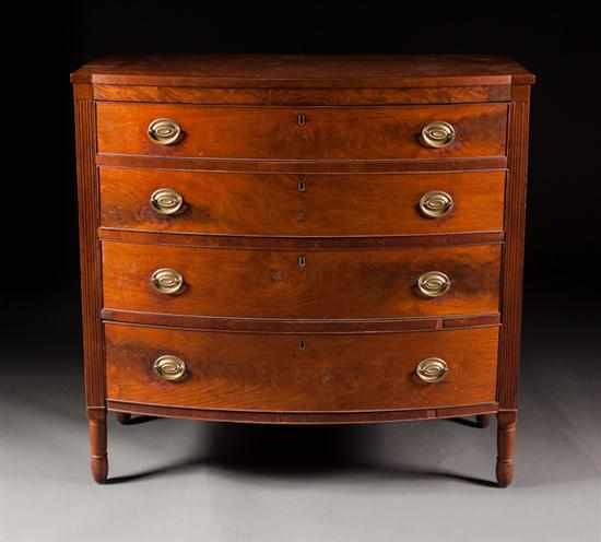 Appraisal: Federal mahogany shaped front chest of drawers Mid-Atlantic states circa