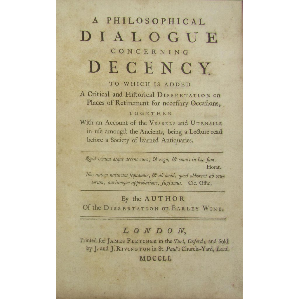 Appraisal: Rolleston Samuel A Philosophical Dialogue concerning Decency London J Fletcher