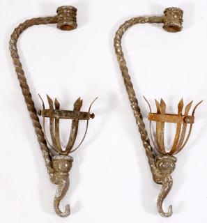 Appraisal: PAIR OF WROUGHT IRON TORCHES FROM THE WIZARD OF OZ