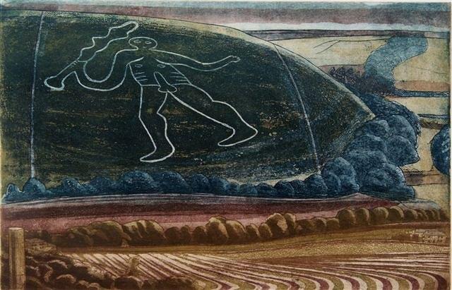 Appraisal: RICHARD BAWDEN b - 'The Cerne Giant' etching with aquatint