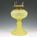 Appraisal: Frosted Vaseline pressed glass oil lamp Unmarked Excellent condition without