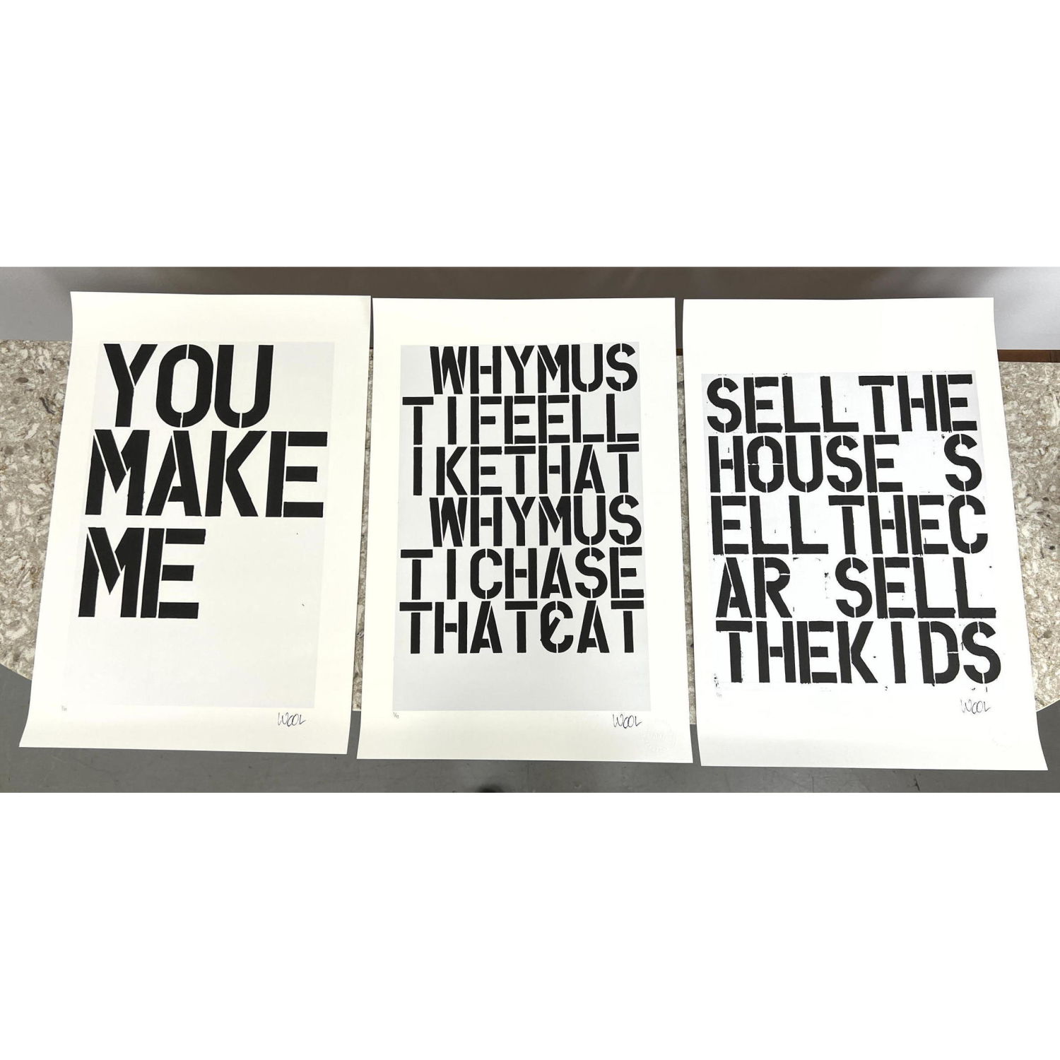 Appraisal: pc Christopher Wool offset lithographs Numbered Signed in the plate