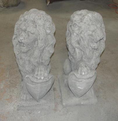 Appraisal: Pair of Antique Portland Lions Nicely weathered From a prominent