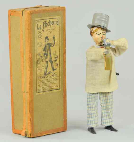 Appraisal: THE DRUNKARD WITH BOX Martin France amusing hand painted tin