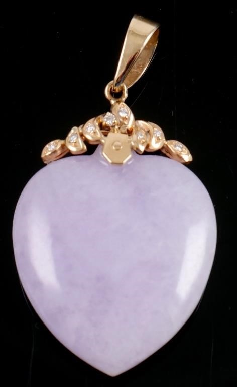 Appraisal: Burmese jade pendant very pale lavender or lilac color Mounted