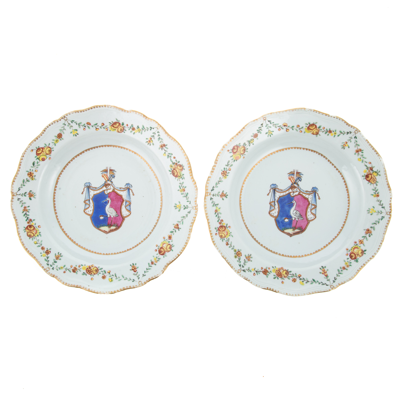 Appraisal: TWO SWEDISH MARKET CHINESE EXPORT ARMORIAL PLATES Qianlong Era circa