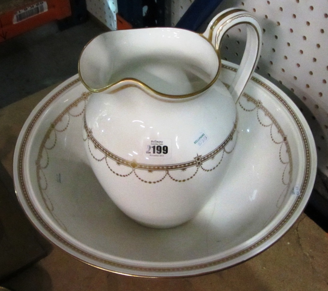 Appraisal: A Spode cream and gilt wash bowl and jug