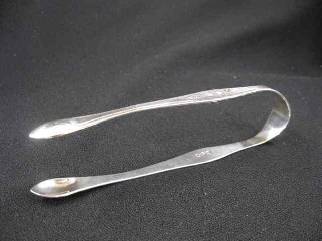 Appraisal: Georgian English Sterling Silver Tongs late th century engraved bright-cut