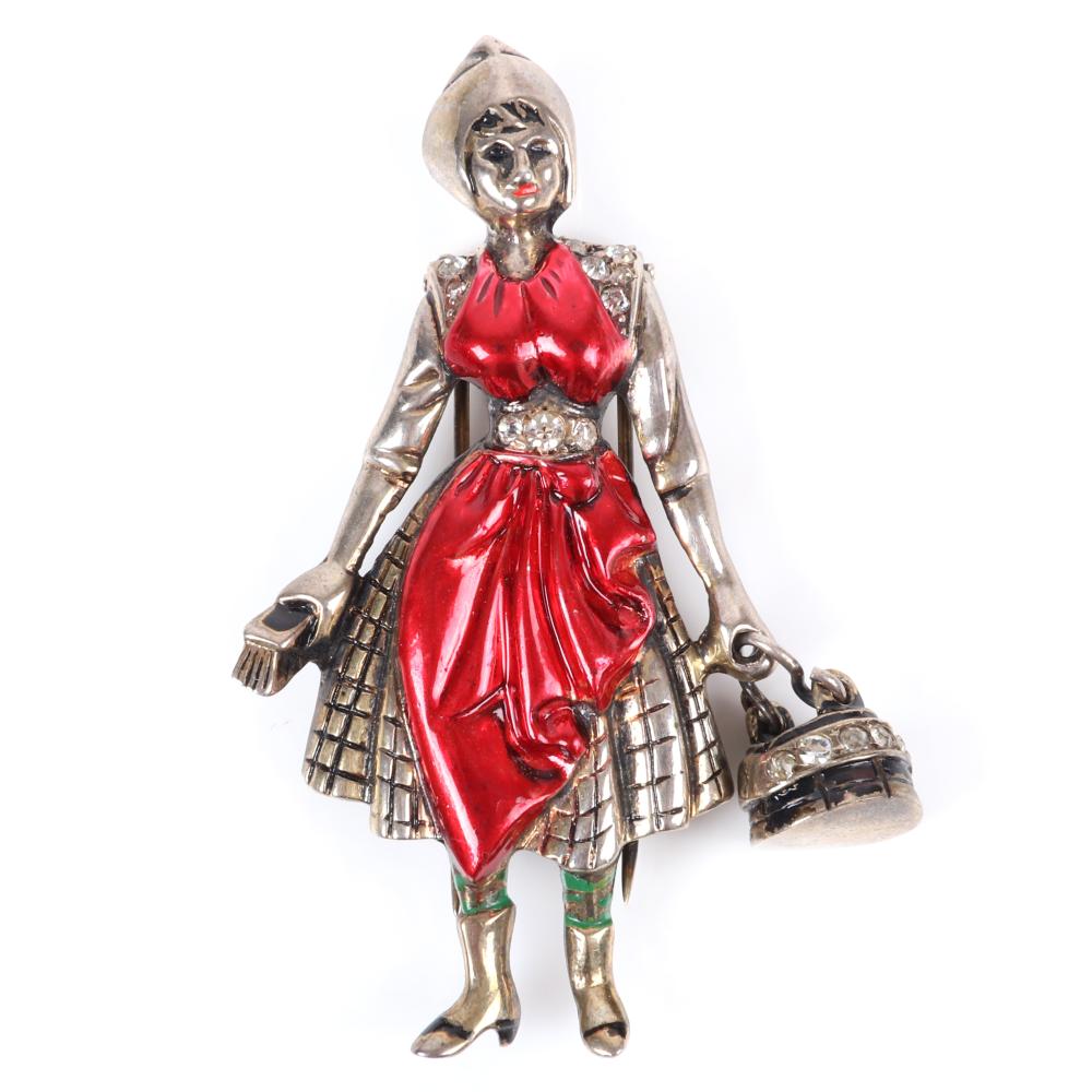 Appraisal: EISENBERG ORIGINAL RUTH KAMKE DESIGNED STERLING VERMEIL FIGURAL CLEANING WOMAN