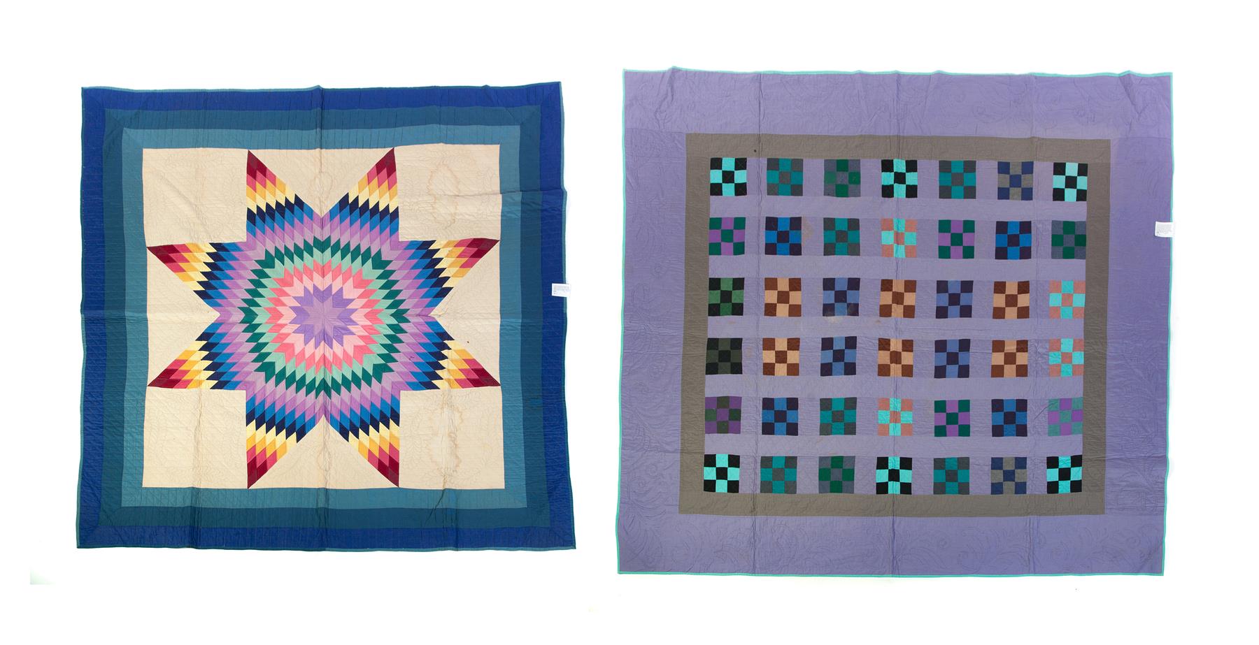 Appraisal: TWO AMISH QUILTS Second half- th century cotton Lone Star