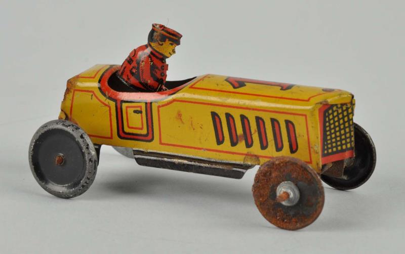 Appraisal: German Tin Litho Race Car Penny Toy Tin litho driver