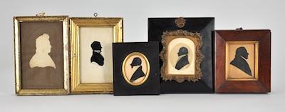 Appraisal: Five Early Framed Silhouettes Framed under glass including an oval