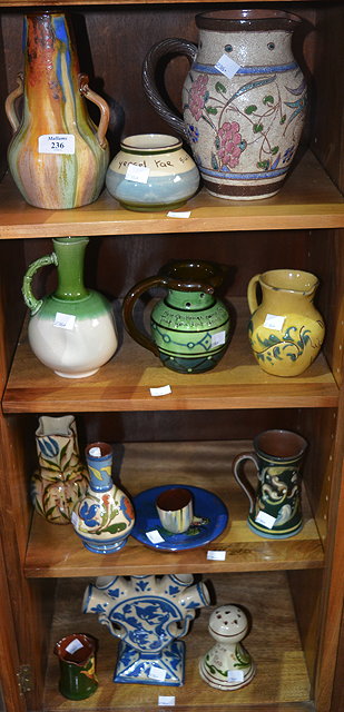 Appraisal: Group of Devon Potteryto include various jugs tulipiere caster and