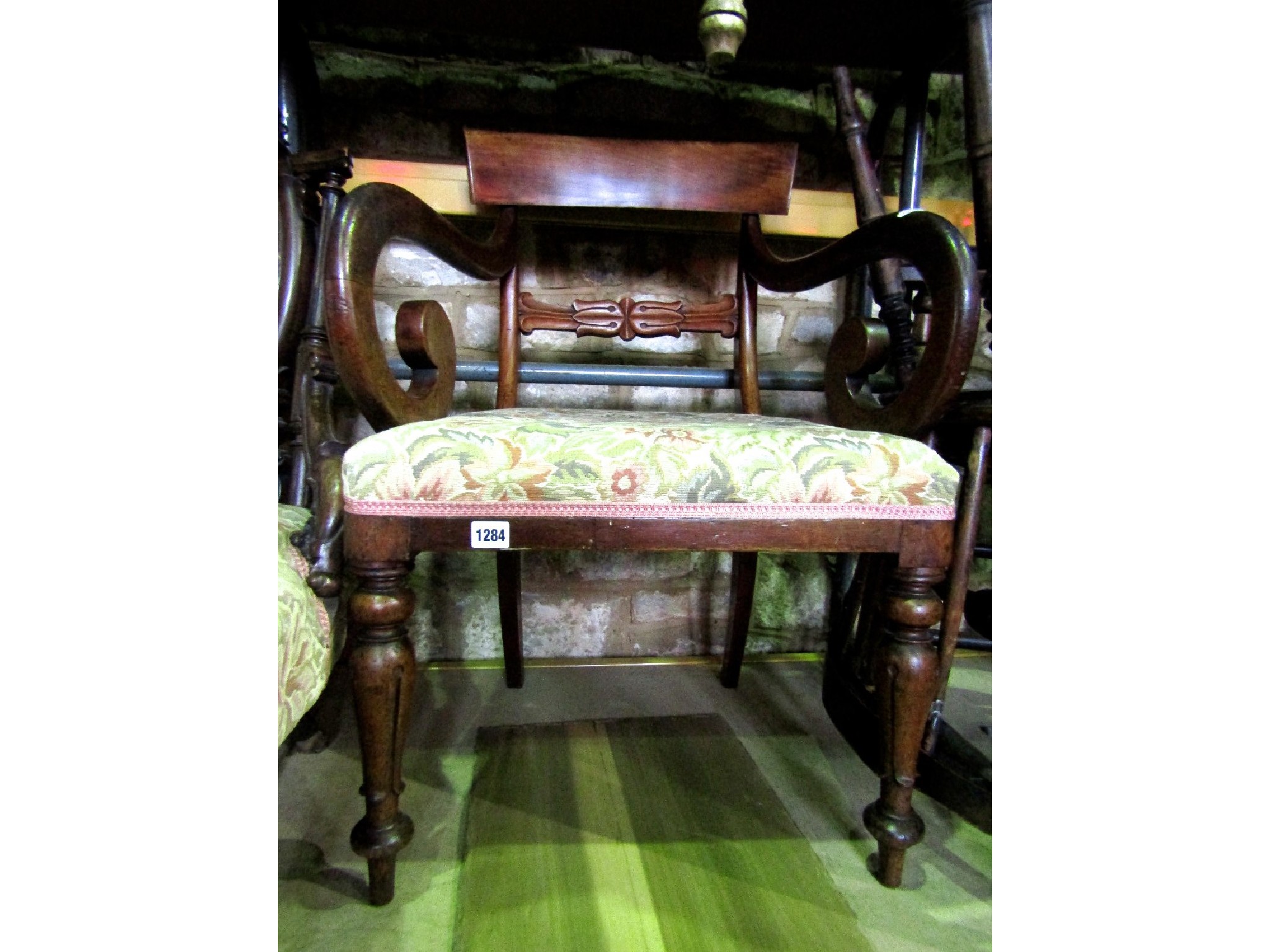 Appraisal: A Victorian nursing low drawing room chair with upholstered seat