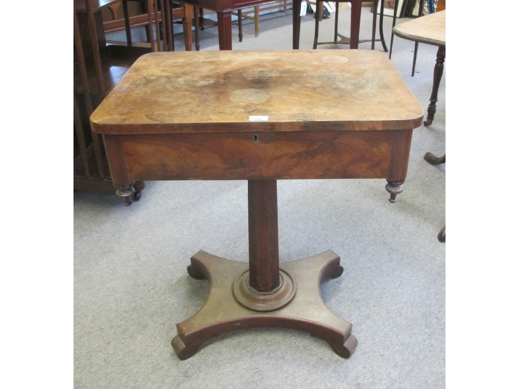 Appraisal: William IV mahogany single drawer table