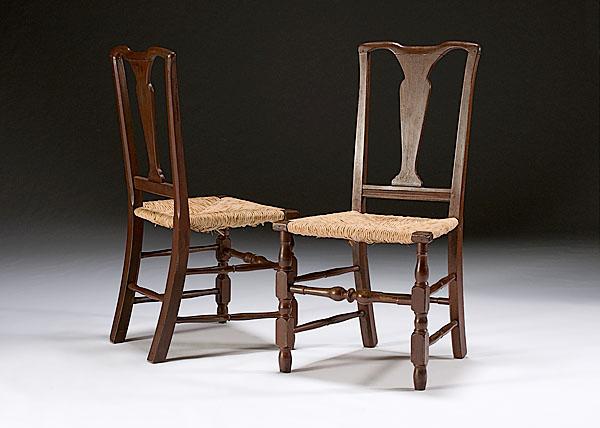 Appraisal: PAIR OF VERNACULAR CHIPPENDALE SIDE CHAIRS New England ca -