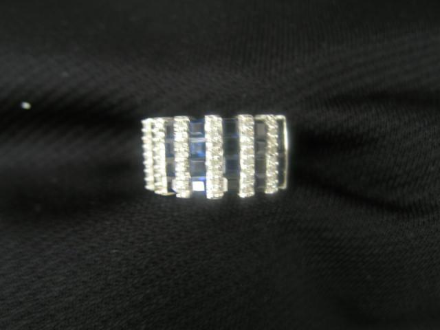 Appraisal: Sapphire Diamond Band alternating rows carats in k white gold