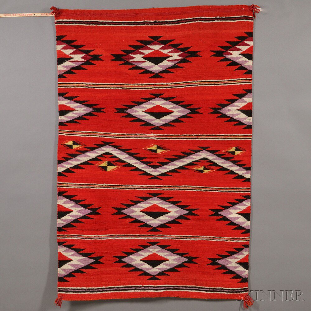 Appraisal: Navajo-style Rug natural and synthetic dyed homespun yarn x in