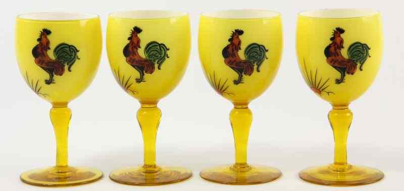 Appraisal: Set of Four Art Deco Gobletshand painted with scene of