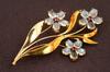 Appraisal: BROOCH - Retro K gold moonstone and ruby brooch A