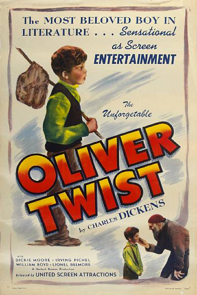 Appraisal: Oliver Twist Monogram Pictures one-sheet lithograph condition A- never folded