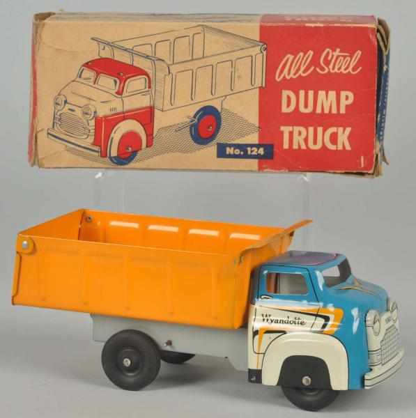 Appraisal: Pressed Steel Wyandotte Dump Truck Toy American Unusual blue cab