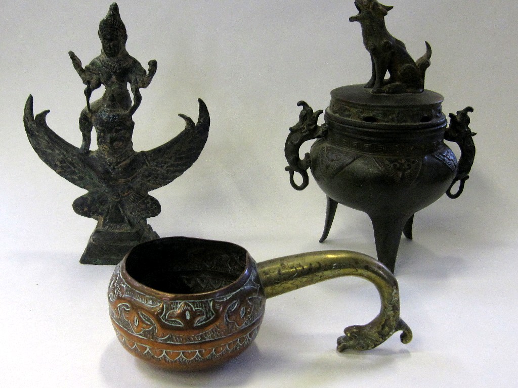 Appraisal: Three pieces of Eastern metalware to include Burmese figure etc