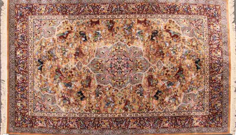 Appraisal: Karastan Room Size Rugwool field depicting scenes of battle on