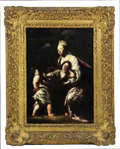 Appraisal: After Giuseppe Maria Crespi Woman with two squabbling children oil