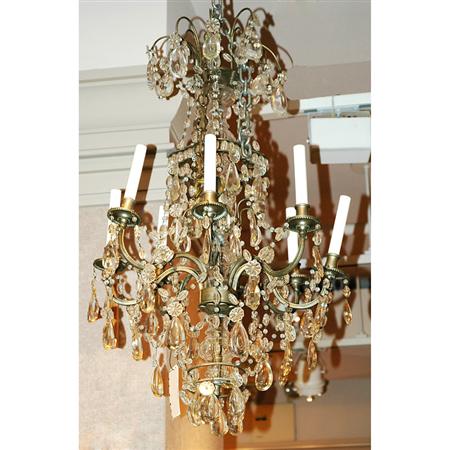 Appraisal: Neoclassical Style Gilt-Metal and Glass Eight-Light Chandelier Estimate -