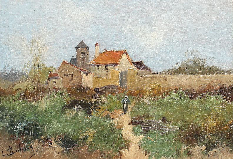 Appraisal: GALIEN-LALOUE Eugene - Country Estate with Figure in a Landscape