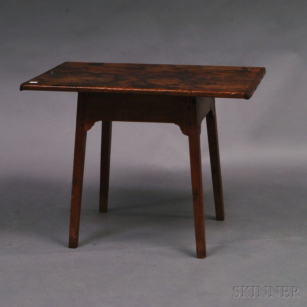 Appraisal: Country Pine Tavern Table th century the top with breadboard