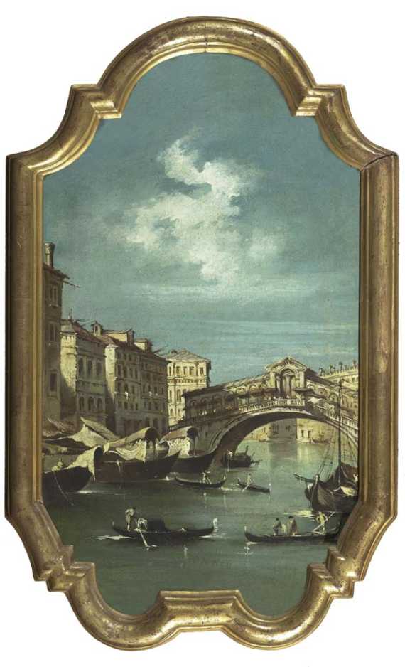 Appraisal: GUARDI FRANCESCO Venice follower Pair of Venetian views Dogana Ponte