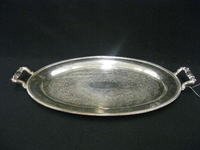 Appraisal: Silverplate Oval Serving Tray x handled