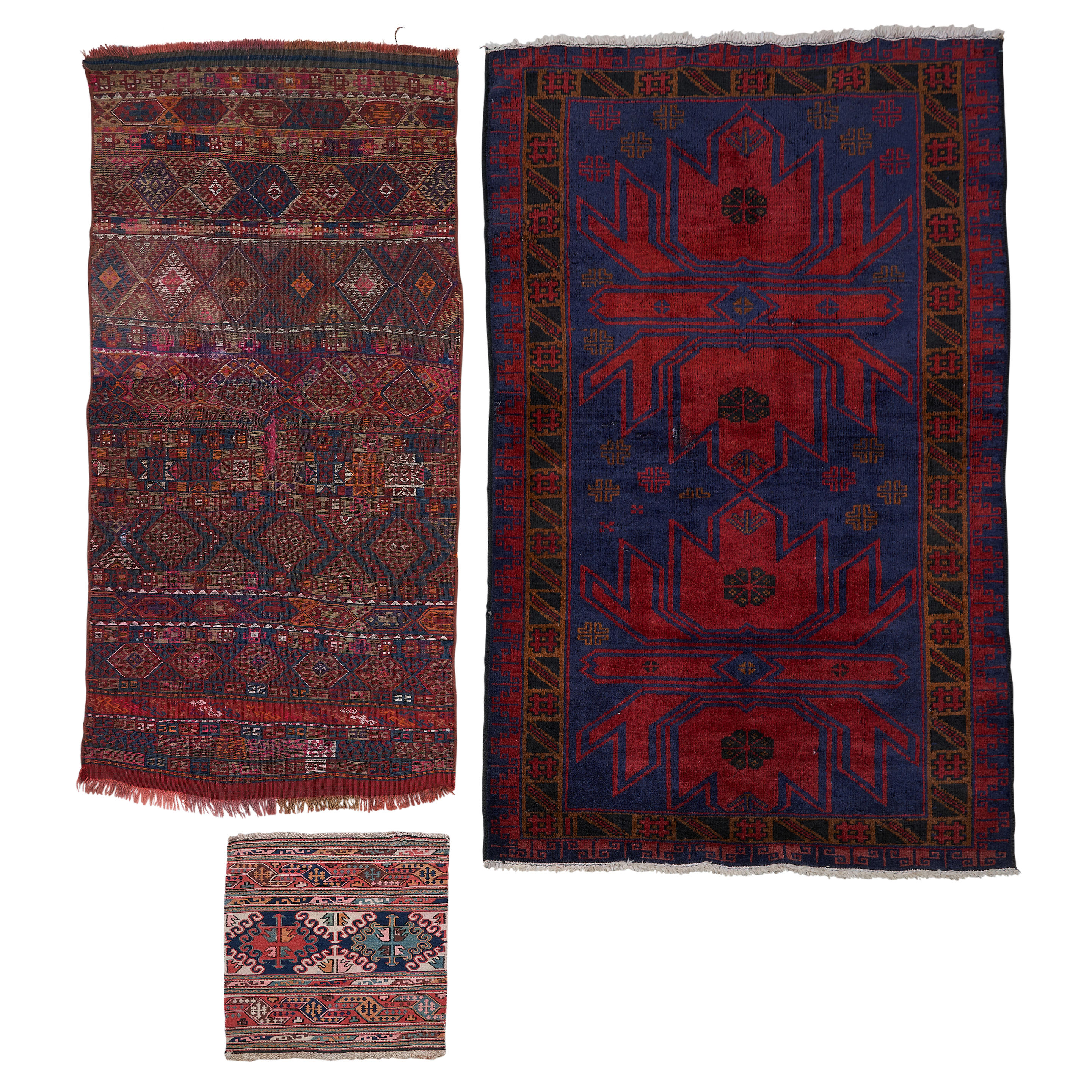 Appraisal: TWO SUMAKS AND AN AFGHAN RUG sizes ft in x