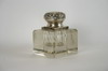 Appraisal: INKWELL - Large square cut glass inkwell with repousse sterling