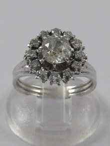 Appraisal: A French hallmarked carat white gold ring set with an