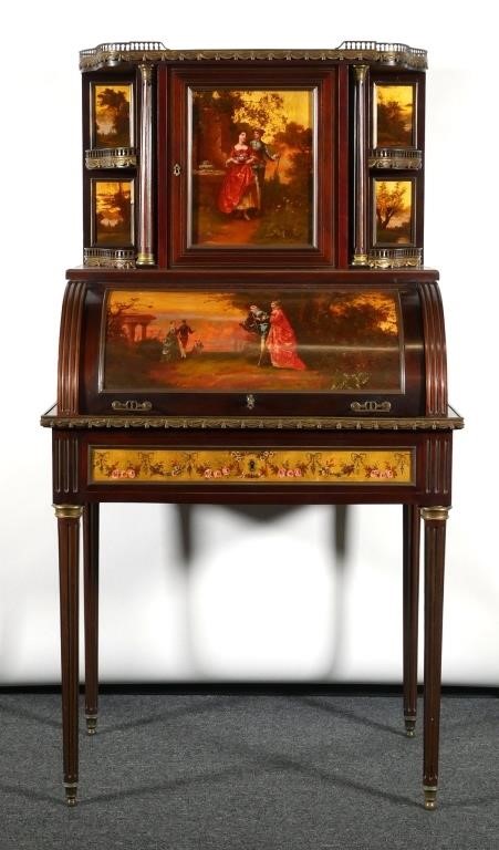 Appraisal: Fabulous antique Vernis Martin desk lavishly handpainted scenes on different