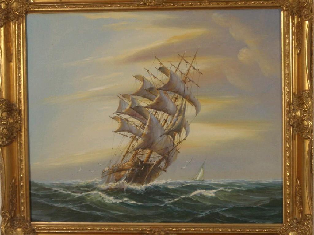 Appraisal: Anonymous thC Three masted sailing ship in full sail oil