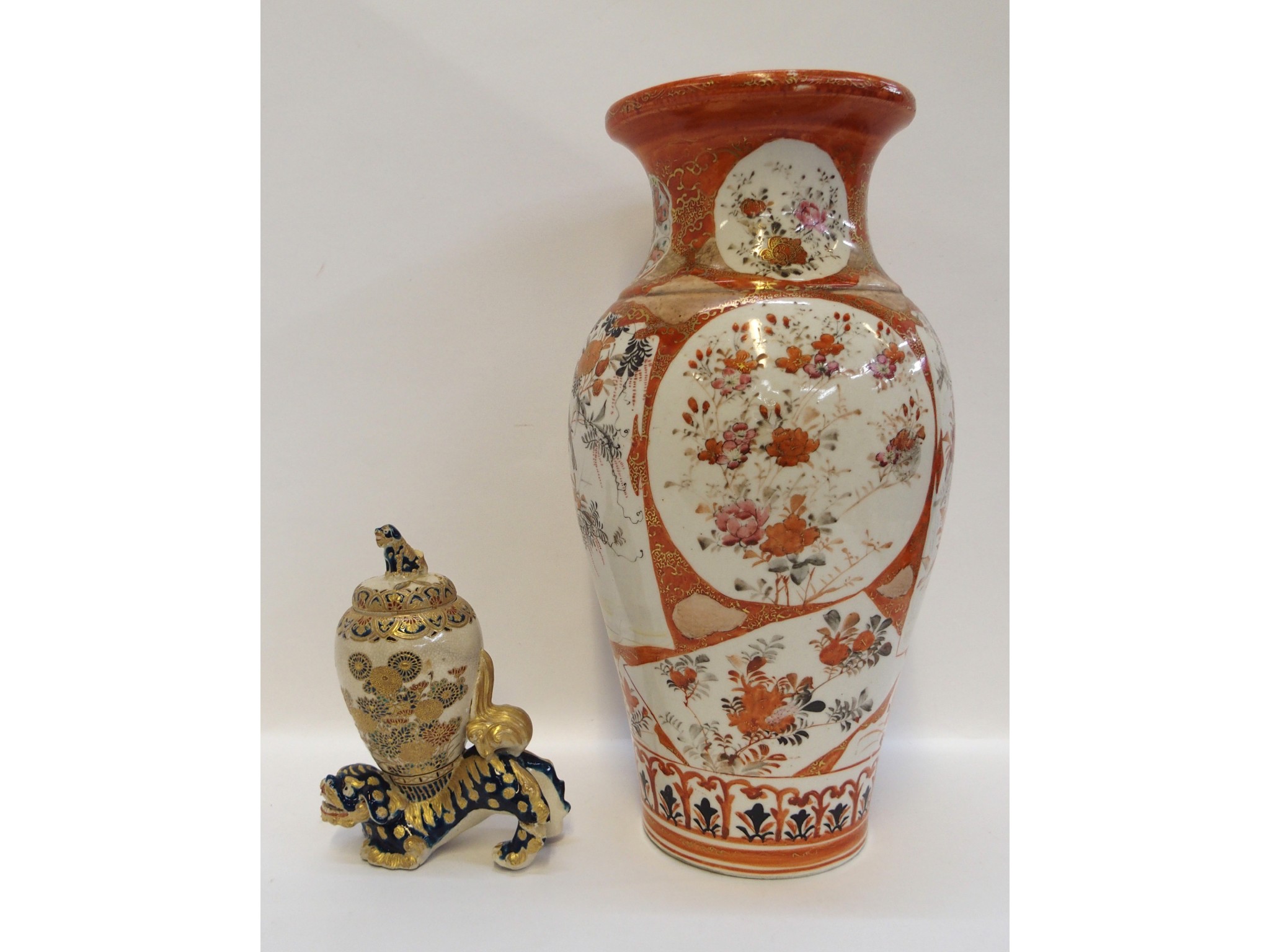 Appraisal: Satsuma jar modelled resting on a Kylin's back and a