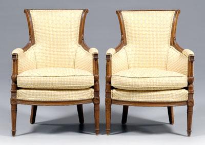 Appraisal: Pair French directoire berg egrave re carved beechwood each with