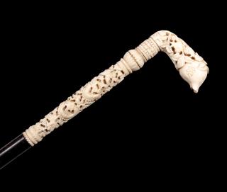 Appraisal: A TH C WALKING STICK WITH FINELY CARVED IVORY The